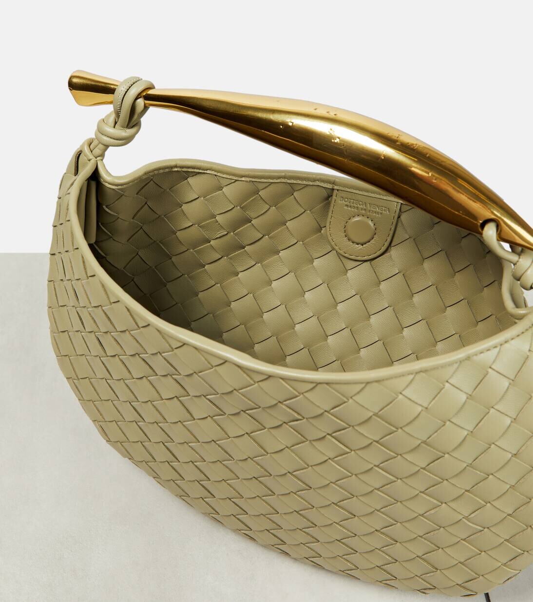 Сумка-тоут из кожи сардины Bottega Veneta, цвет travertine-muse bra — фото 3