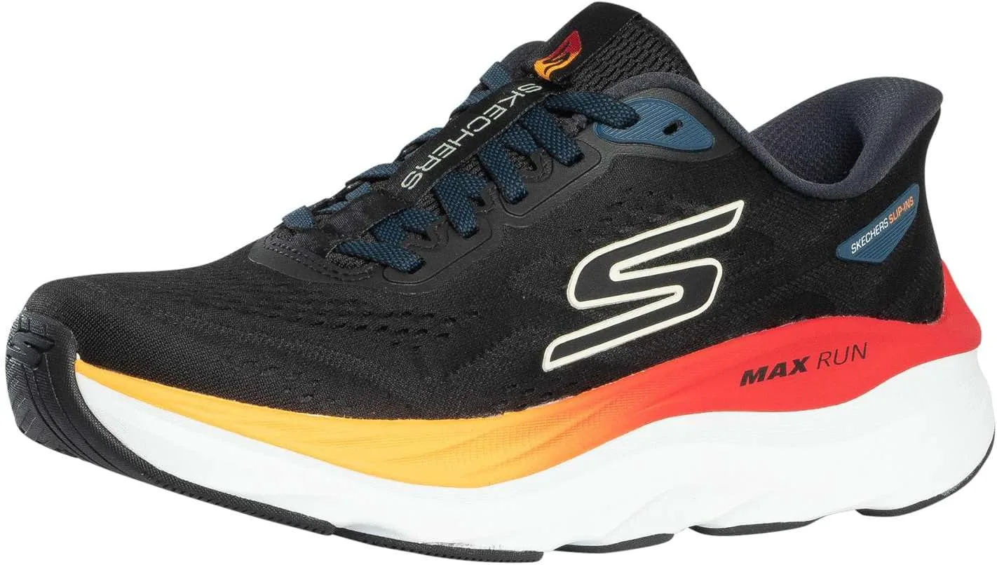 Мужские слипоны Skechers Max Run без шнурков, черный/мультиколор