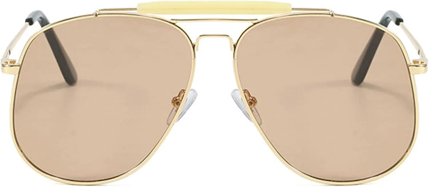 

Модные солнцезащитные очки-пилот большого размера от Helena для женщин и мужчин в стиле 70-х годов, винтажные, круглые, квадратные, с двойной перемычкой, C5