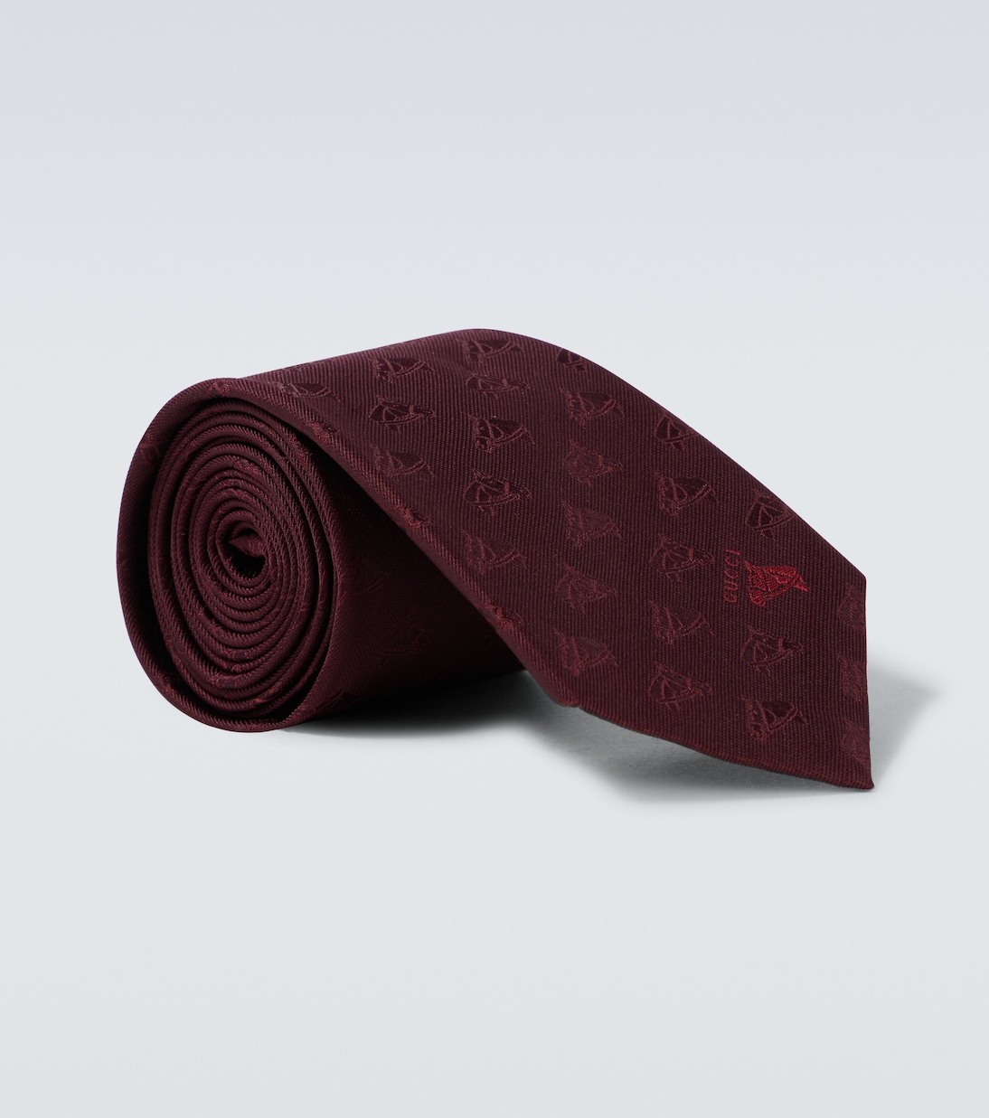 

Галстук из жаккардового шелка с вышитым логотипом Gucci, Bordeaux