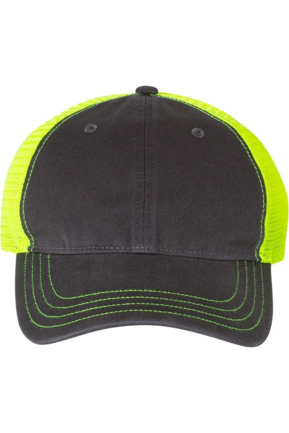 

Кепка дальнобойщика Richardson Garment-Washed, цвет charcoal/ neon yellow