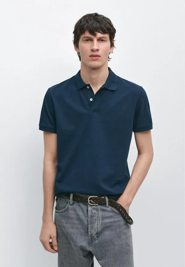 Рубашка-Поло с микротекстурой Massimo Dutti, Dark Blue