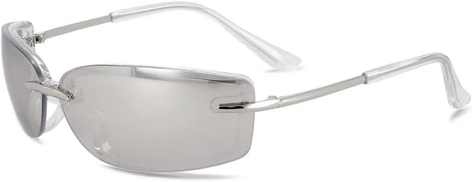 

Винтажные женские солнцезащитные очки в классическом ретро-стиле с цветными зеркальными линзами и без оправы. Модные женские солнцезащитные очки generic, C7silver