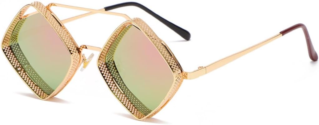 

Ретро-стимпанк солнцезащитные очки для мужчин, металлическая полая оправа, градиентные зеркальные линзы, защита от УФ-излучения UV400, женские панк-очки VVTWSSW, Golden Pink Mirror