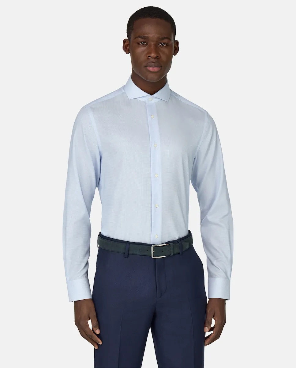 

Хлопковая рубашка добби приталенного кроя Boggi Milano, светло-голубой