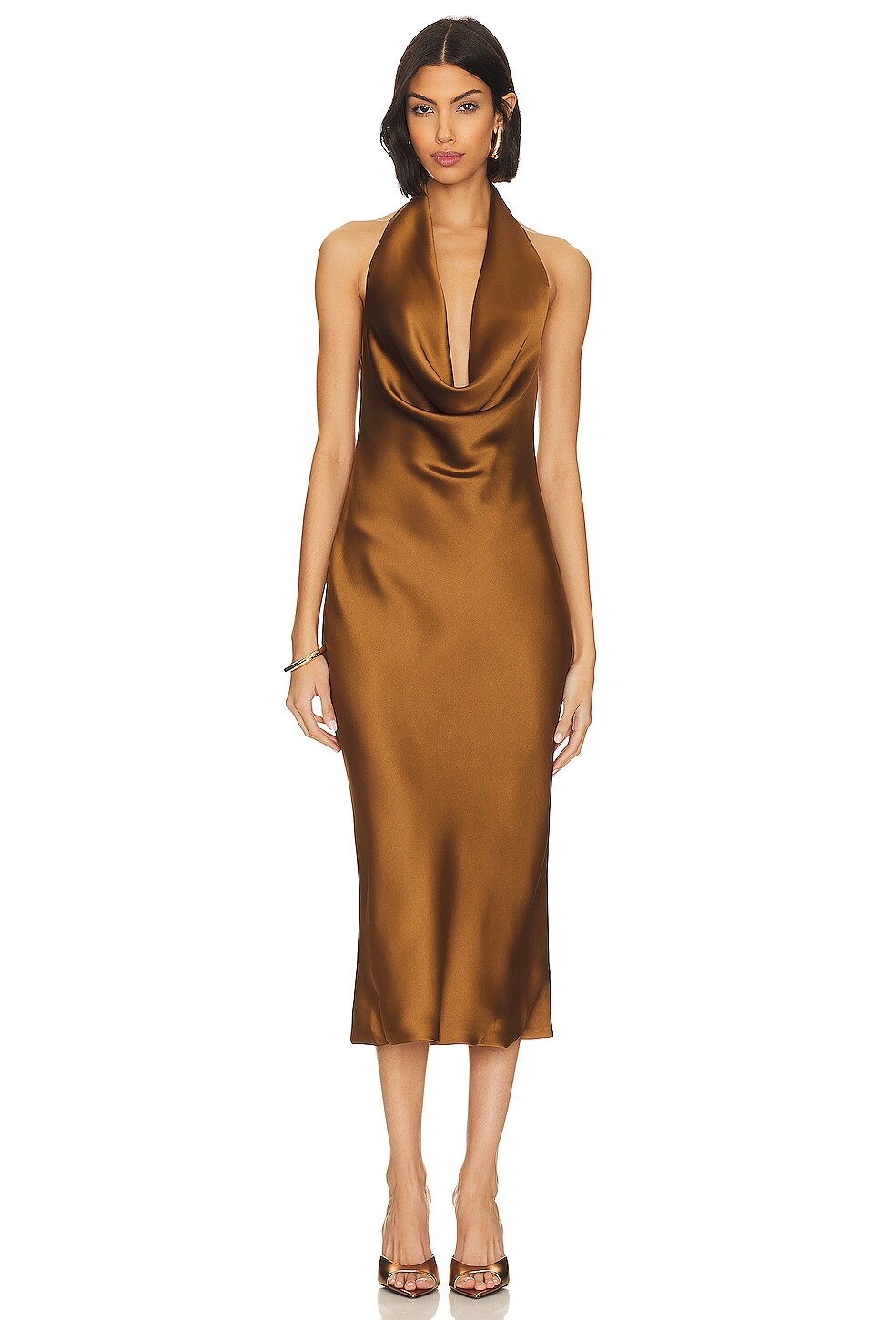 

Платье миди Norma Kamali Halter Drape, цвет Woods