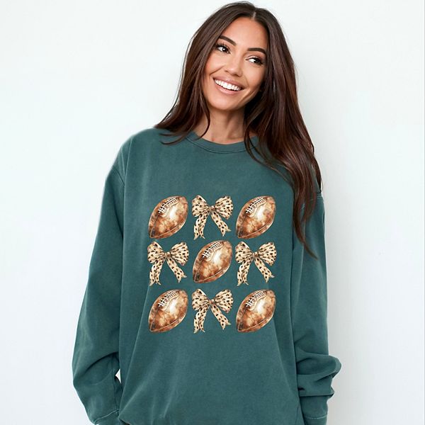 

Кофта Coquette football chart с принтом и эффектом окраски Simply Sage Market, Blue Spruce