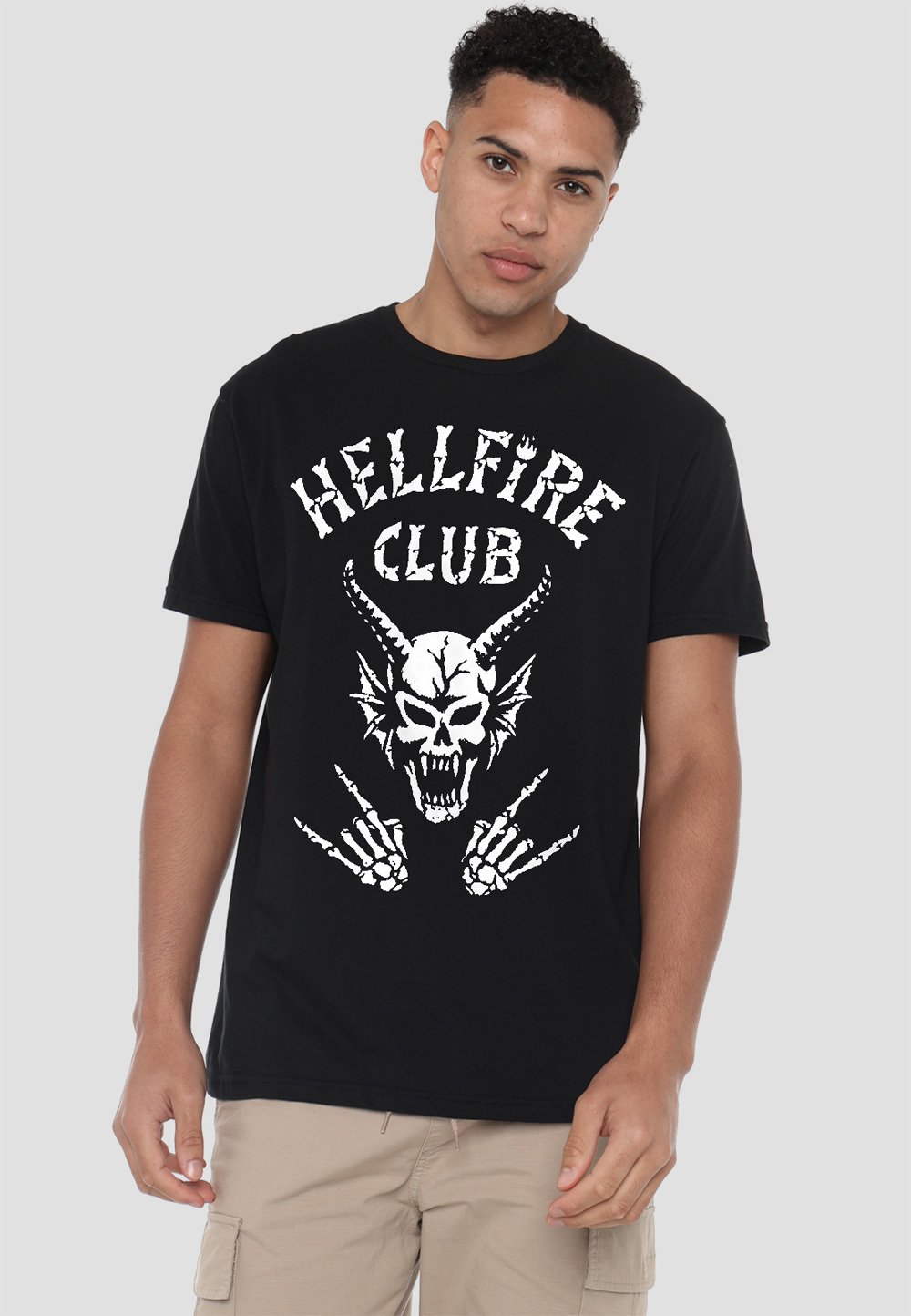

Футболка с принтом STRANGER THINGS HELLFIRE CLUB BONES NETFLIX, черный