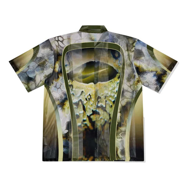Рубашка x nocta opal button-down short sleeve shirt 'pilgrim oil green' Nike, зеленый — фото 2