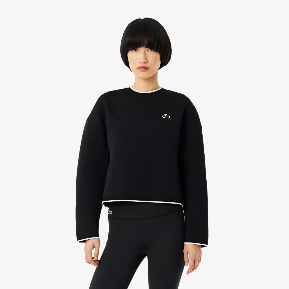Свитшот женский Lacoste Crewneck, спортивный, черный