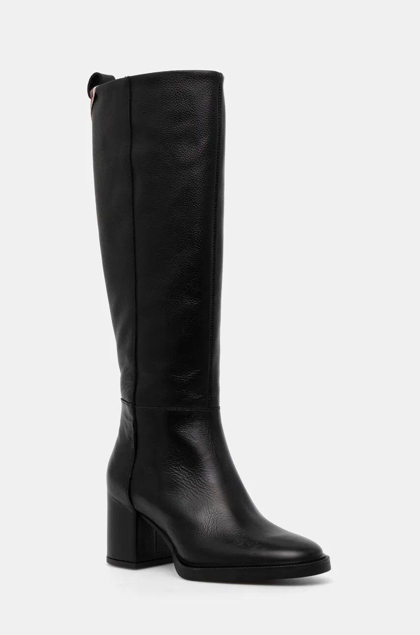 

Кожаные сапоги Tommy Hilfiger LONG BOOT MID WRAPPED LTHR HEEL, черный