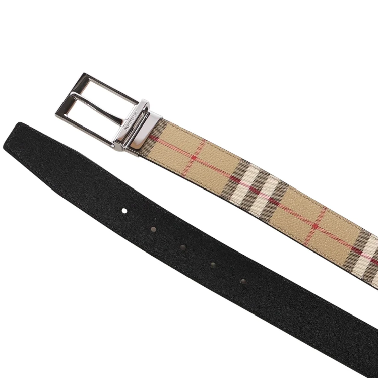 Burberry Ремень мужской PU Polyurethane Leather Black/Khaki — фото 3
