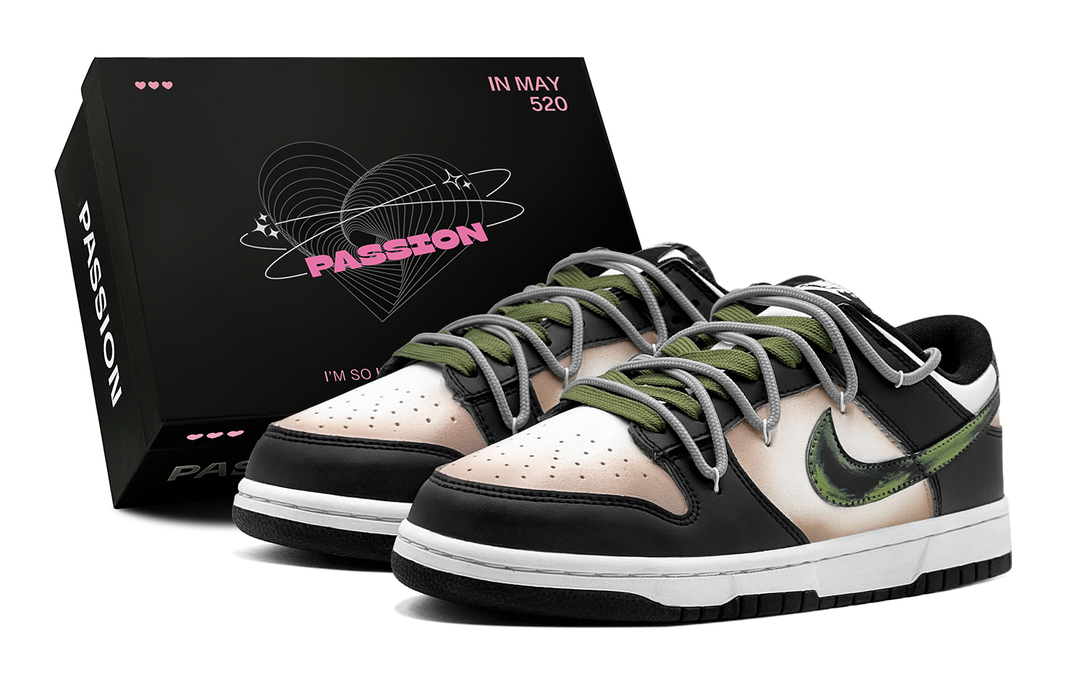 

Nike Кроссовки для скейтбординга Dunk Panda, Green Wild Palm Low, мужские, зелено-коричневые