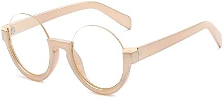 

Модные полуободковые круглые солнцезащитные очки для женщин с градиентным линзовым покрытием, ретро-стиль, прозрачные линзы, оправа, защита от УФ-излучения UV400 MTZJH, Champagne Clear