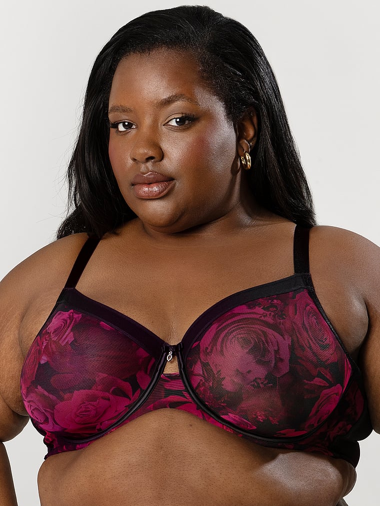 

Бюстгальтер из прозрачной сетки без подкладки Curvy Couture, розовый