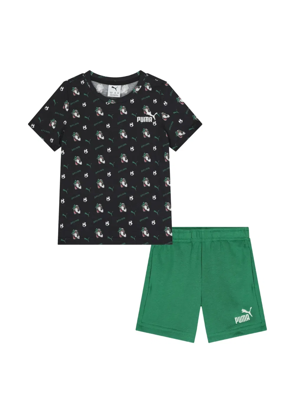 Комплект из футболки и шорт с узором Puma Kids, зеленый