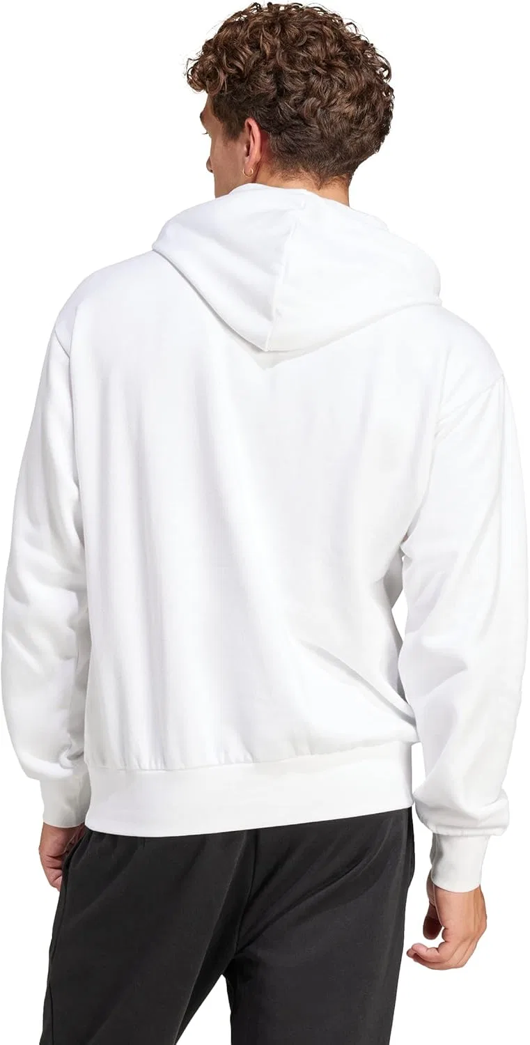 Флисовая худи adidas Essentials Feelcozy, белый/черный — фото 3