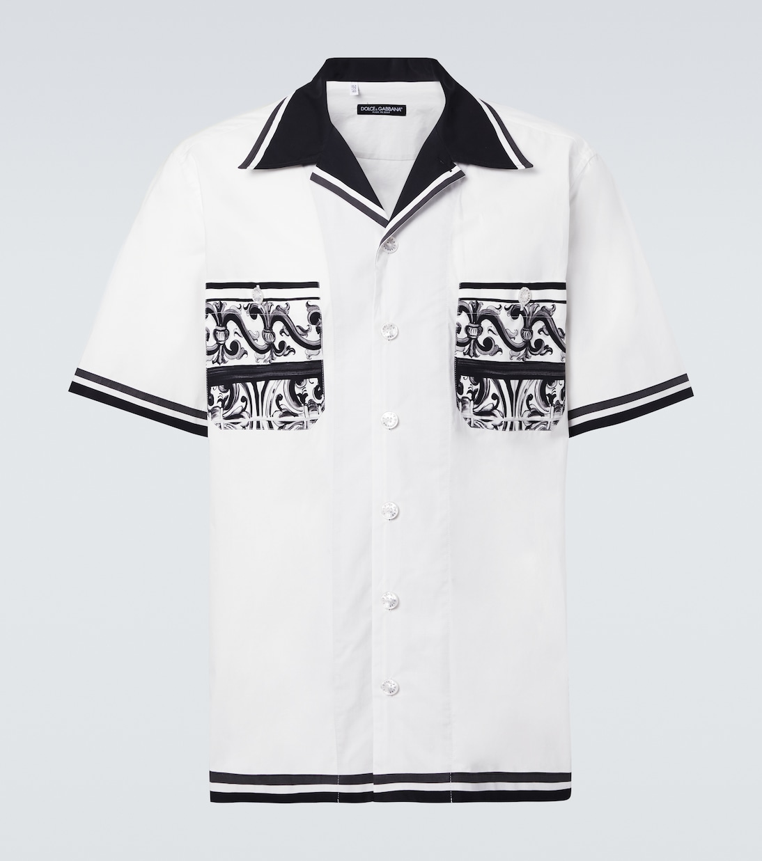 

Хлопковая рубашка с принтом майолика Dolce&Gabbana, Maiolica 3L Nero