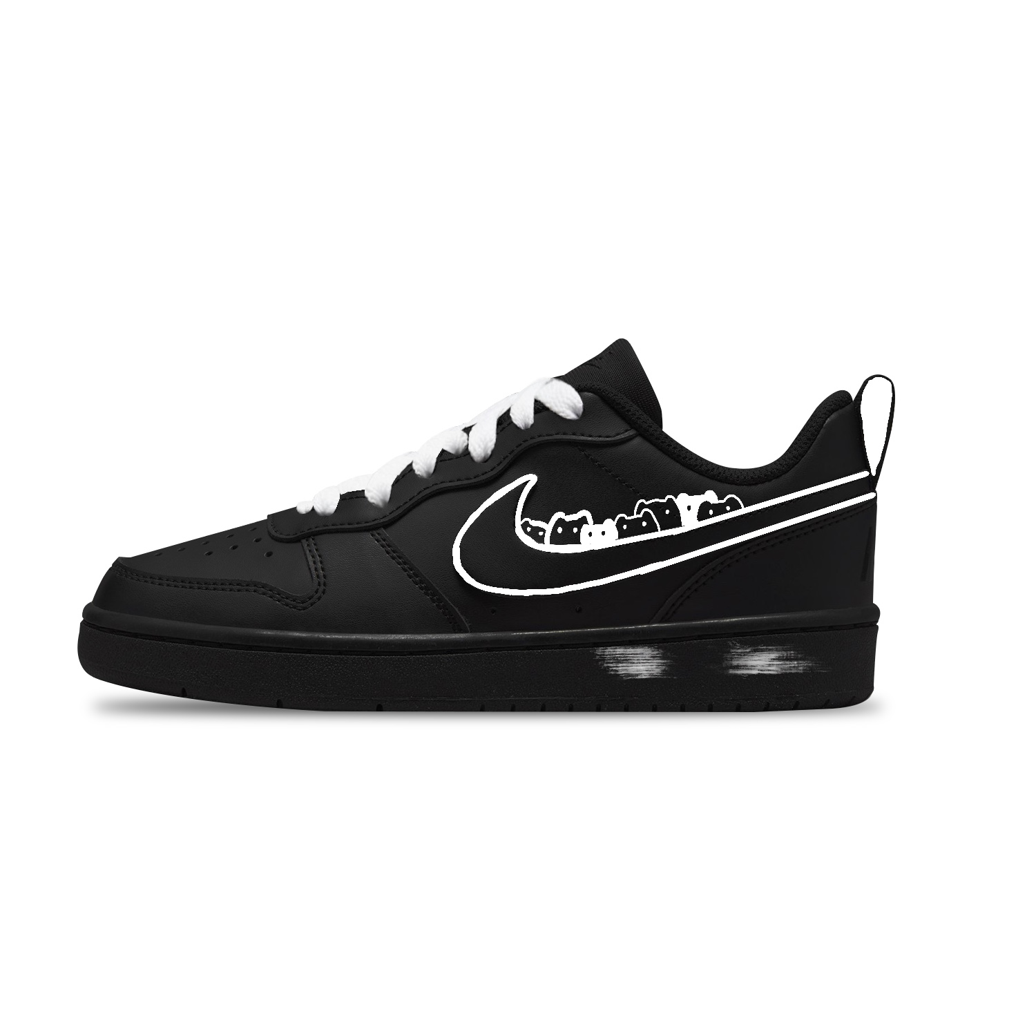 

Nike Court Borough White Ball Cartoon Pattern Abrasion Resistant Breathable Low top Kids' Skateboarding Shoes Black