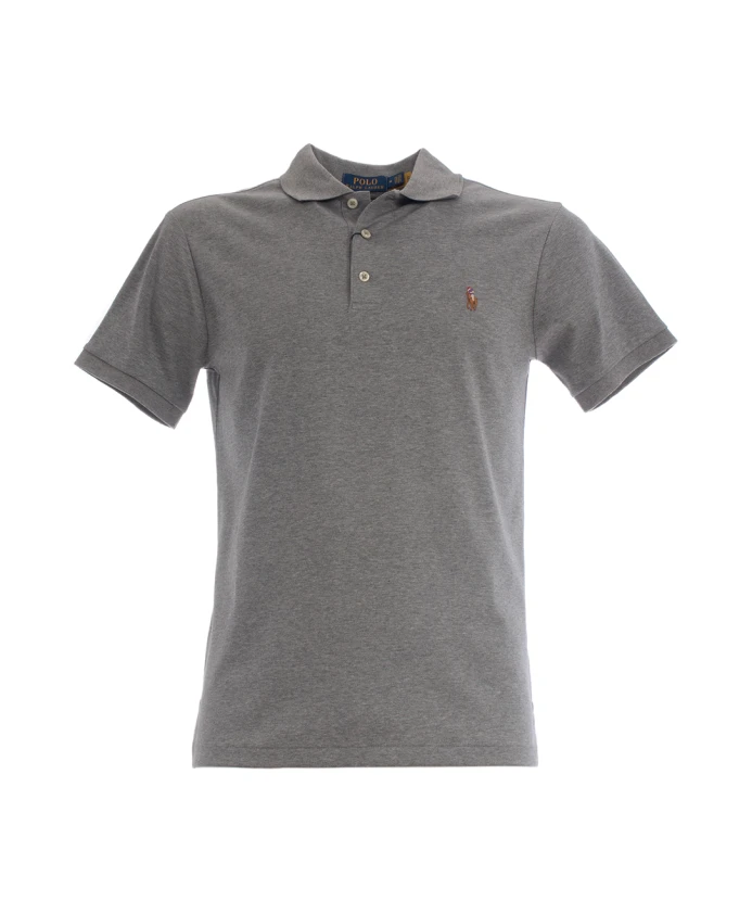 

Вязаная рубашка-поло с коротким рукавом Polo Ralph Lauren, серый