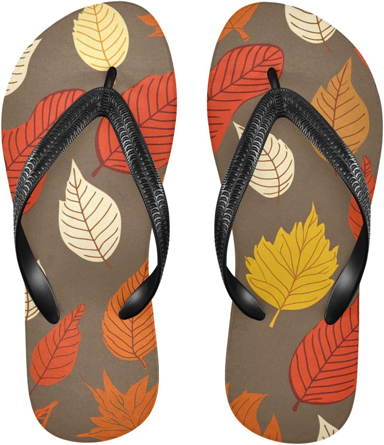 

Осенние листья Коричневые шлепанцы Пляжные Сандалии-вьетнамки Резинескользящие летние тапочки Обувь для мужчин и женщин для прогулок Sinestour