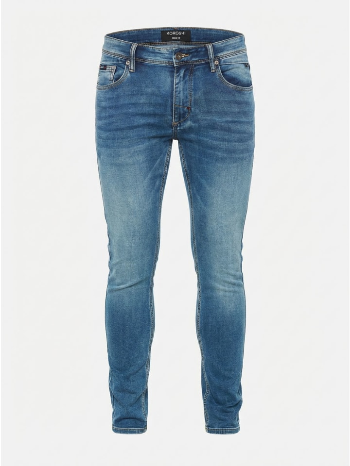 

KOROSHI Узкие вязаные джинсы синего цвета