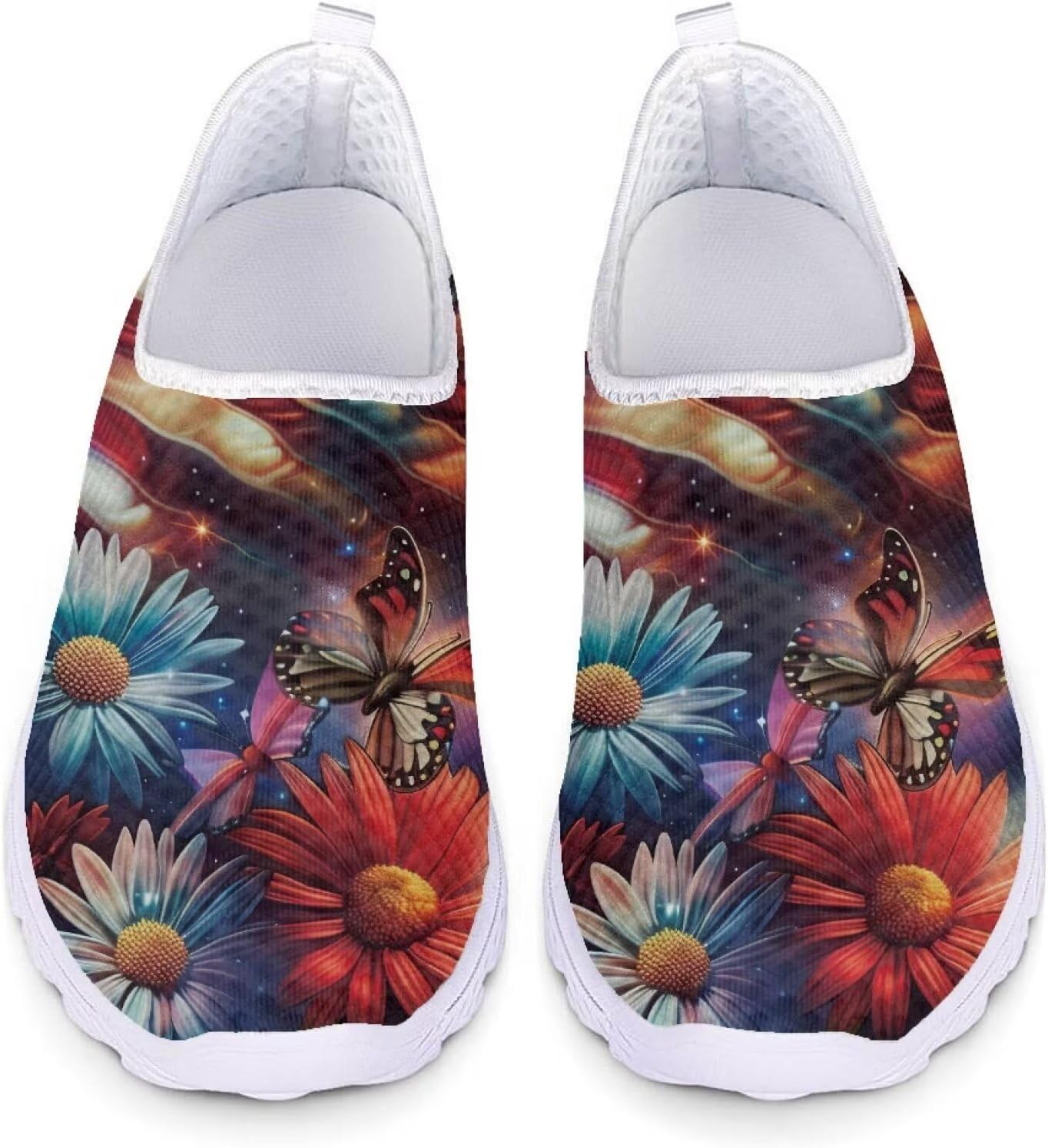 

Кеды Belidome Slip On Clipper для женщин и мужчин, повседневная комфортная обувь для ходьбы и бега, Us Flag Butterfly