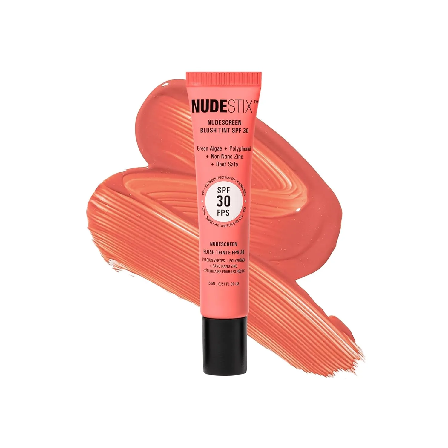 Жидкие румяна-тинт Nudestix Nudescreen Blush Tint SPF 30 - многофункциональные румяна для щек, глаз и губ с минеральным солнцезащитным фильтром | Широкий спектр защиты от UVA/UVB-лучей и синего света, Peaches n' Sol