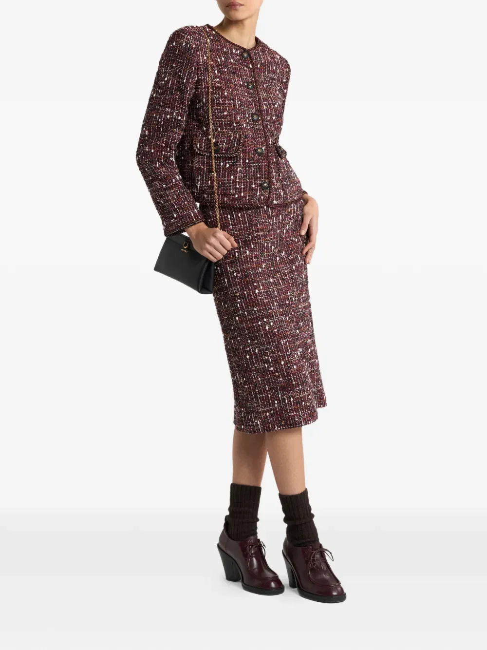 Твидовая юбка до колена средней длины Etro, красный — фото 2