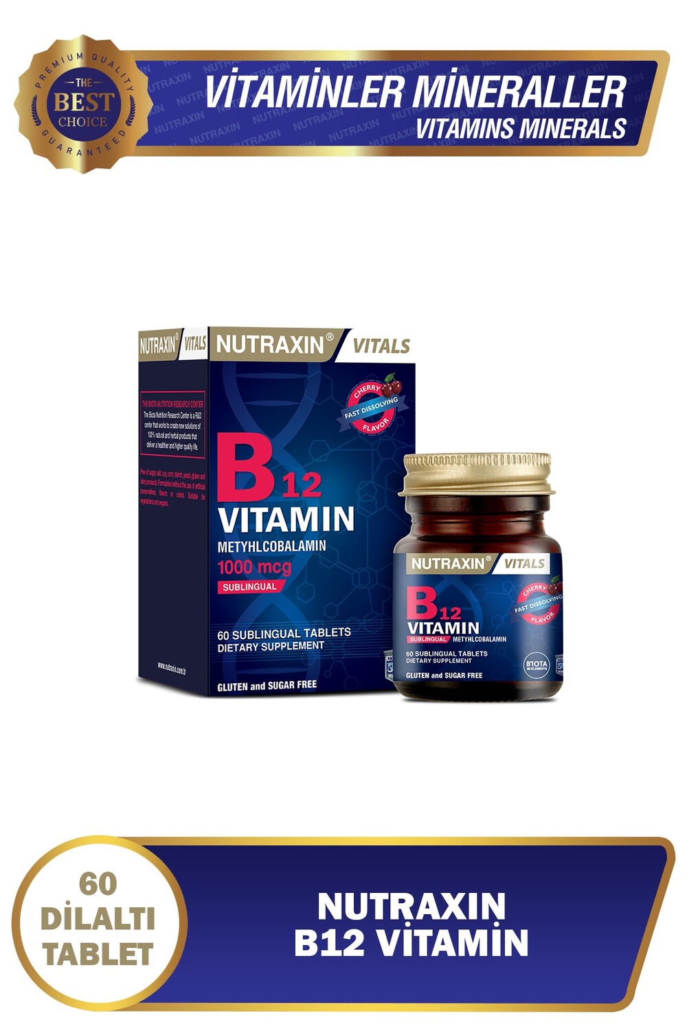 

Nutraxin Витамин B12 (1000 мкг) - сублингвальная таблетка