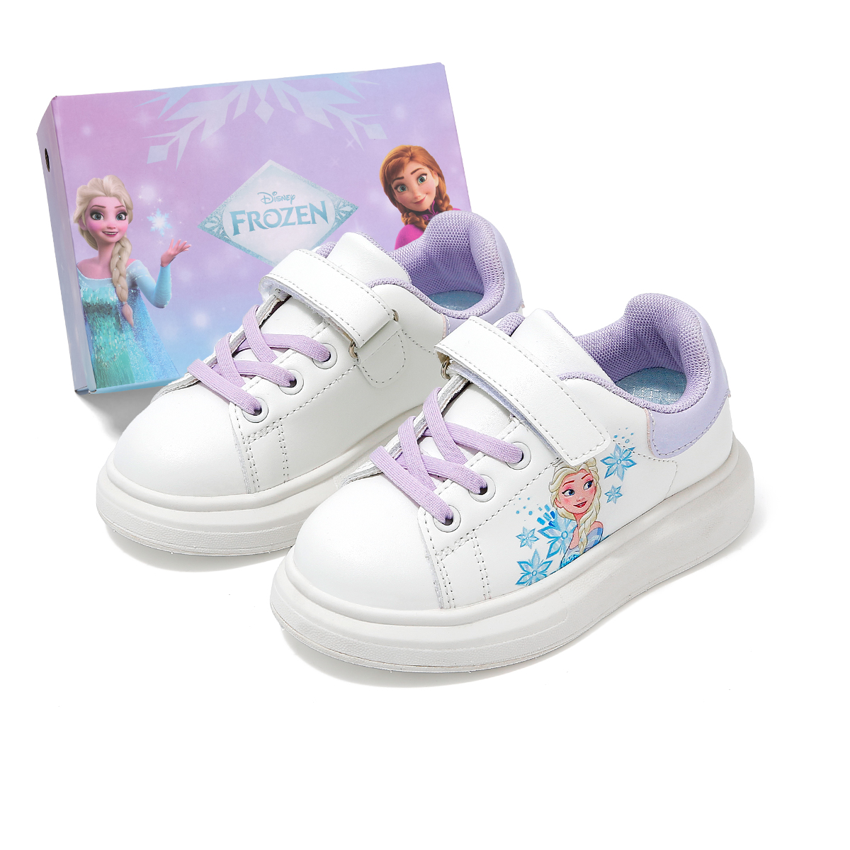 

Низкие кроссовки для скейтбординга серии Frozen Series с противоскользящей амортизацией, устойчивые к истиранию и ударам, детские Disney, белый/фиолетовый