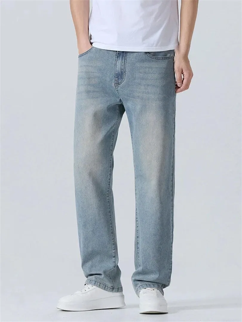 Джинсы прямые свободные Men's Breathable Soft Casual Jeans, Vintage Blue — фото 3