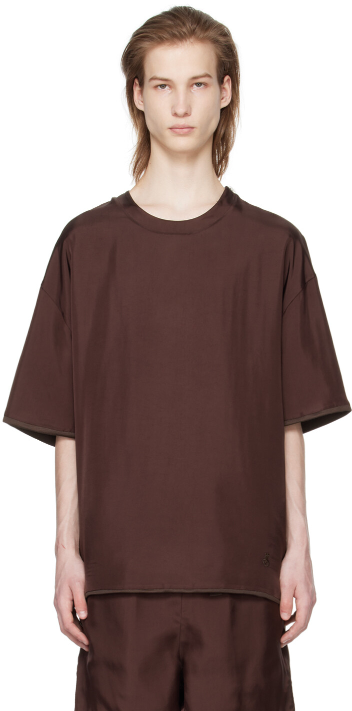 

Бордово-коричневая двусторонняя футболка Jil Sander
