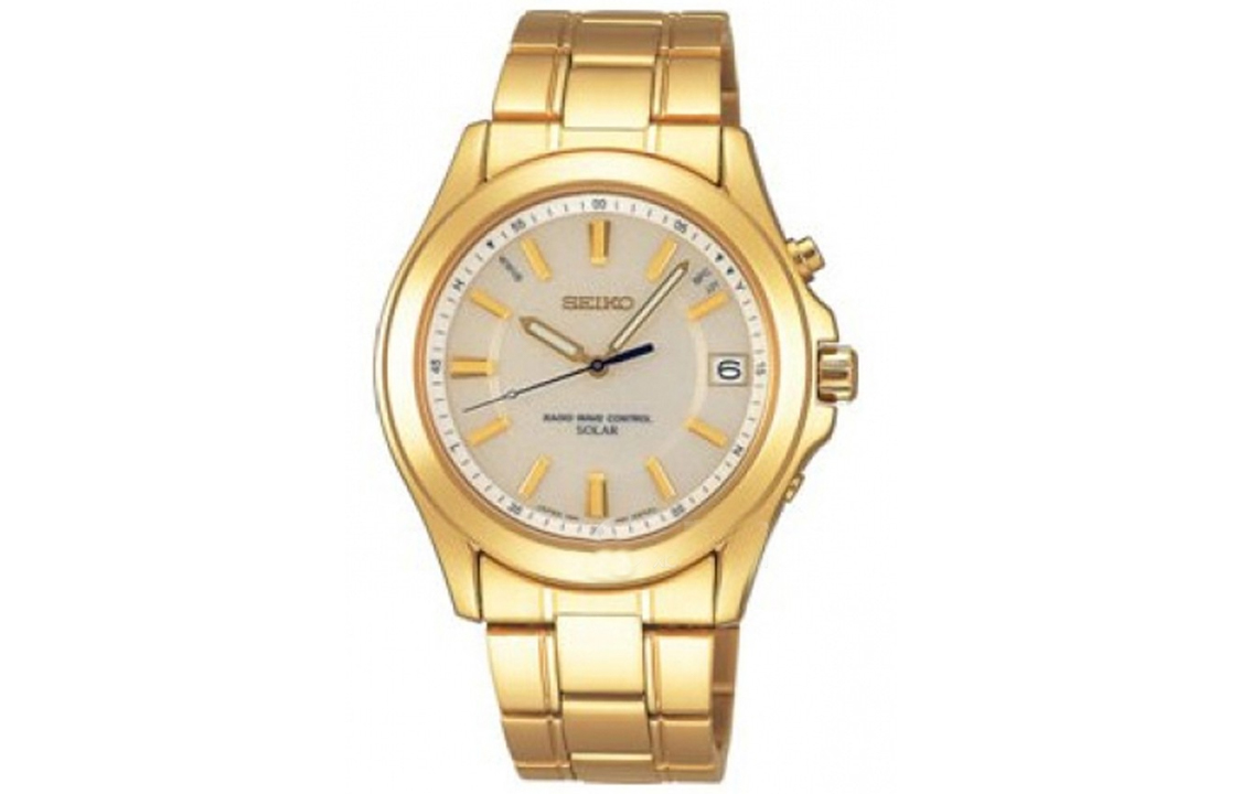 

SEIKO Часы Solar Series Automatic Mechanical Movement Stainless Steel Strap Watch 38mm Men's Watch Yellow Watch Dial, Beige Yellow