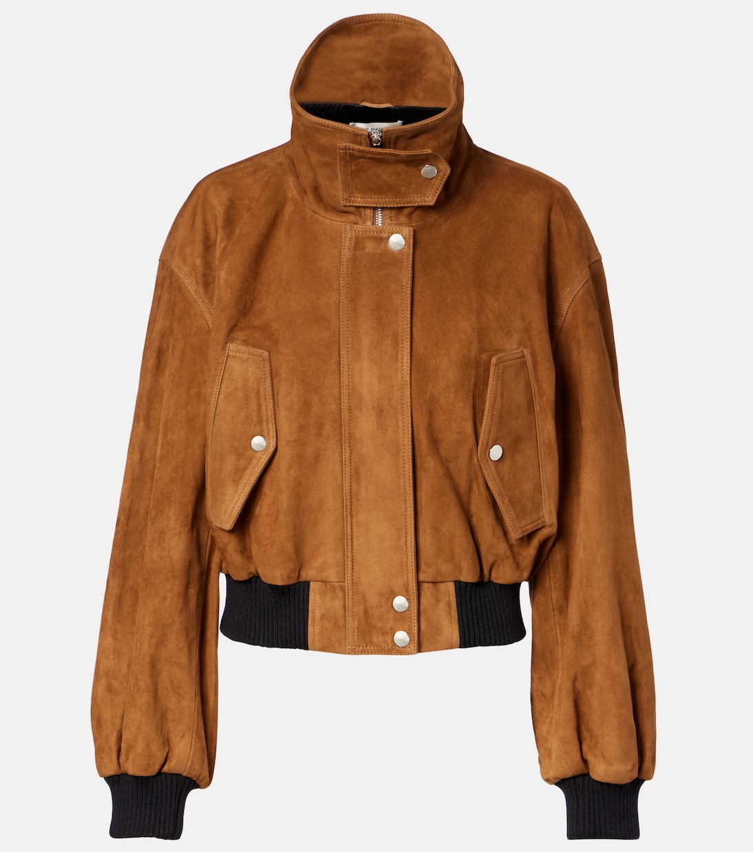 

Бомбер из замшевой кожи цвета вереска Nour Hammour, Camel Suede