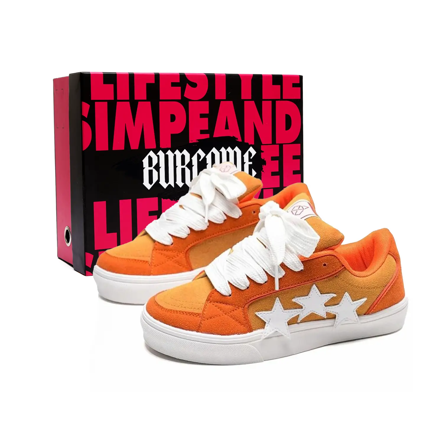 

BURCOME Скользоустойчивые, износостойкие, легкие, дышащие низкие скейтерские кроссовки унисекс оранжево-красные, цвет Orange Red