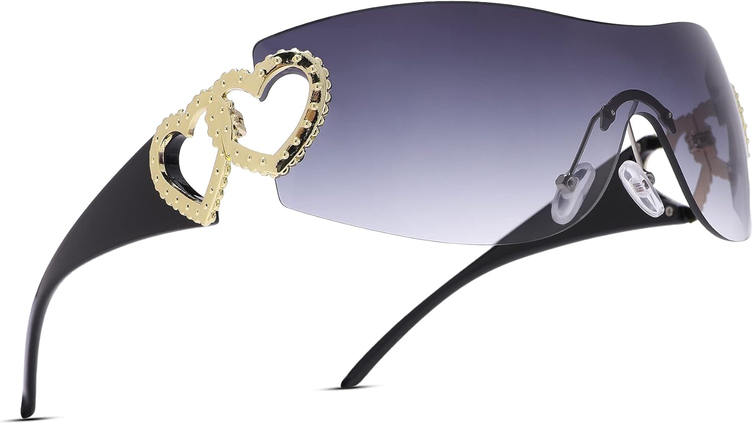 

Солнцезащитные очки Pro Acme Wrap Around Rimless Sunglasses для женщин и мужчин, большие, модные, футуристические солнцезащитные очки в стиле 2000-х, A7 - Black Frame | Gradient Black Lens