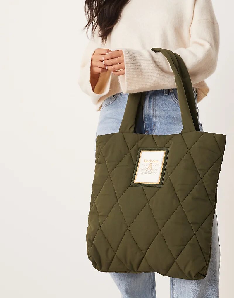 

Стеганая сумка-тоут Barbour Mariah оливково-зеленого цвета