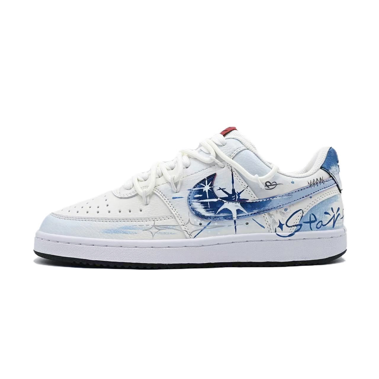 

Nike Кроссовки для скейтборда Court Vision 1 Starry Sea Dream, износостойкие, низкие, мужские, цвет белый, синий