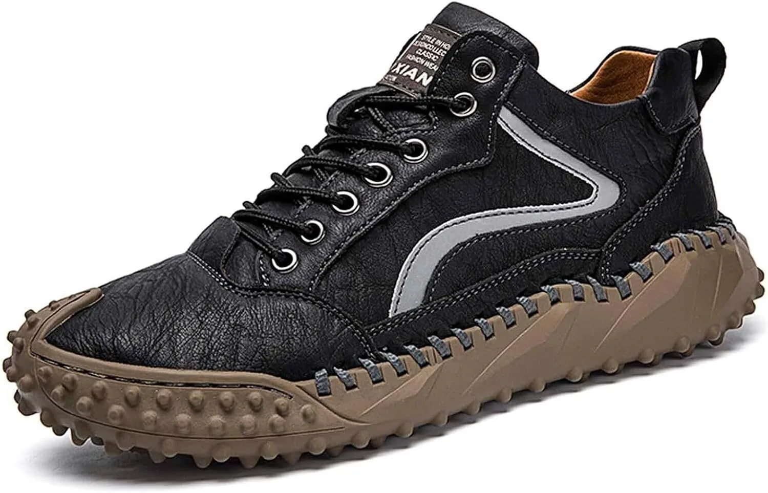 

Мужские походные туфли, мужские кожаные ботинки, слипоны, легкие удобные повседневные ботинки Чакка, мужская модная спортивная и деловая обувь Generic, черный