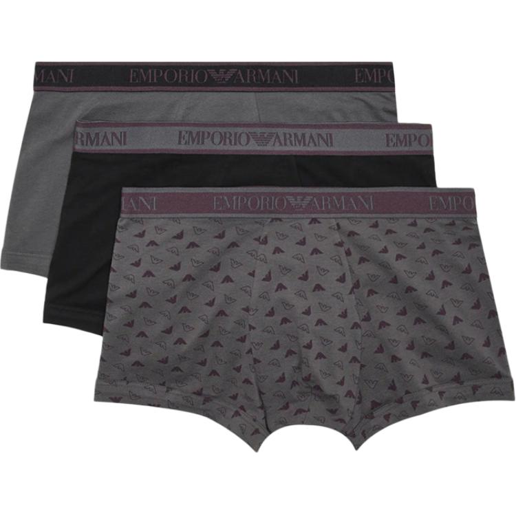 

Трусы с логотипом на поясе Emporio Armani, набор из трёх (чёрный+серый+тёмно-серый)