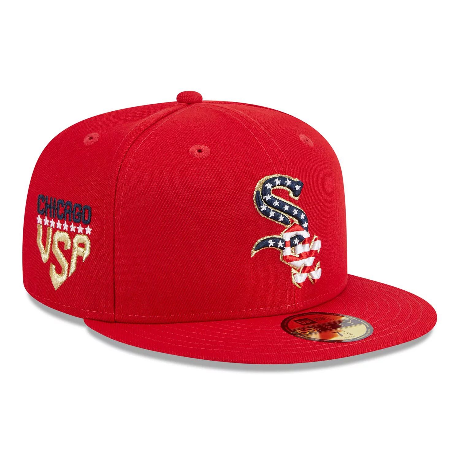 

Мужская облегающая шляпа New Era Red Chicago White Sox 2023, Четвертое июля 59FIFTY