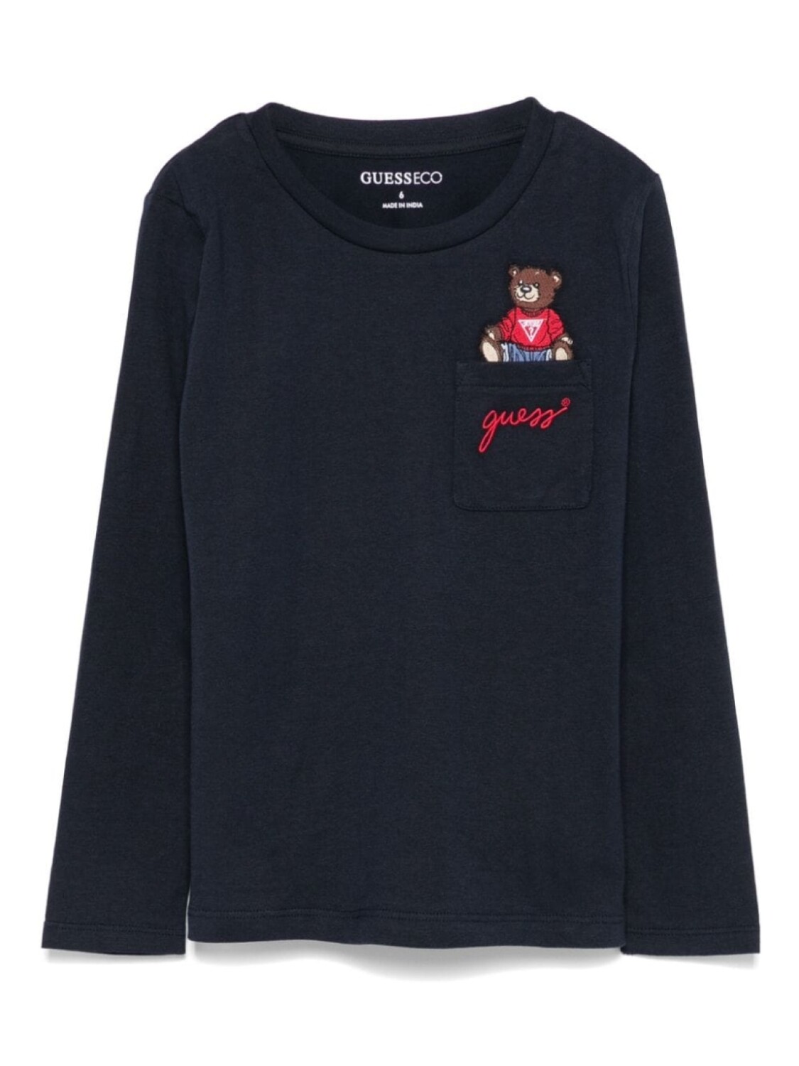 

Футболка с вышитым плюшевым мишкой для детей Guess Kids, синий