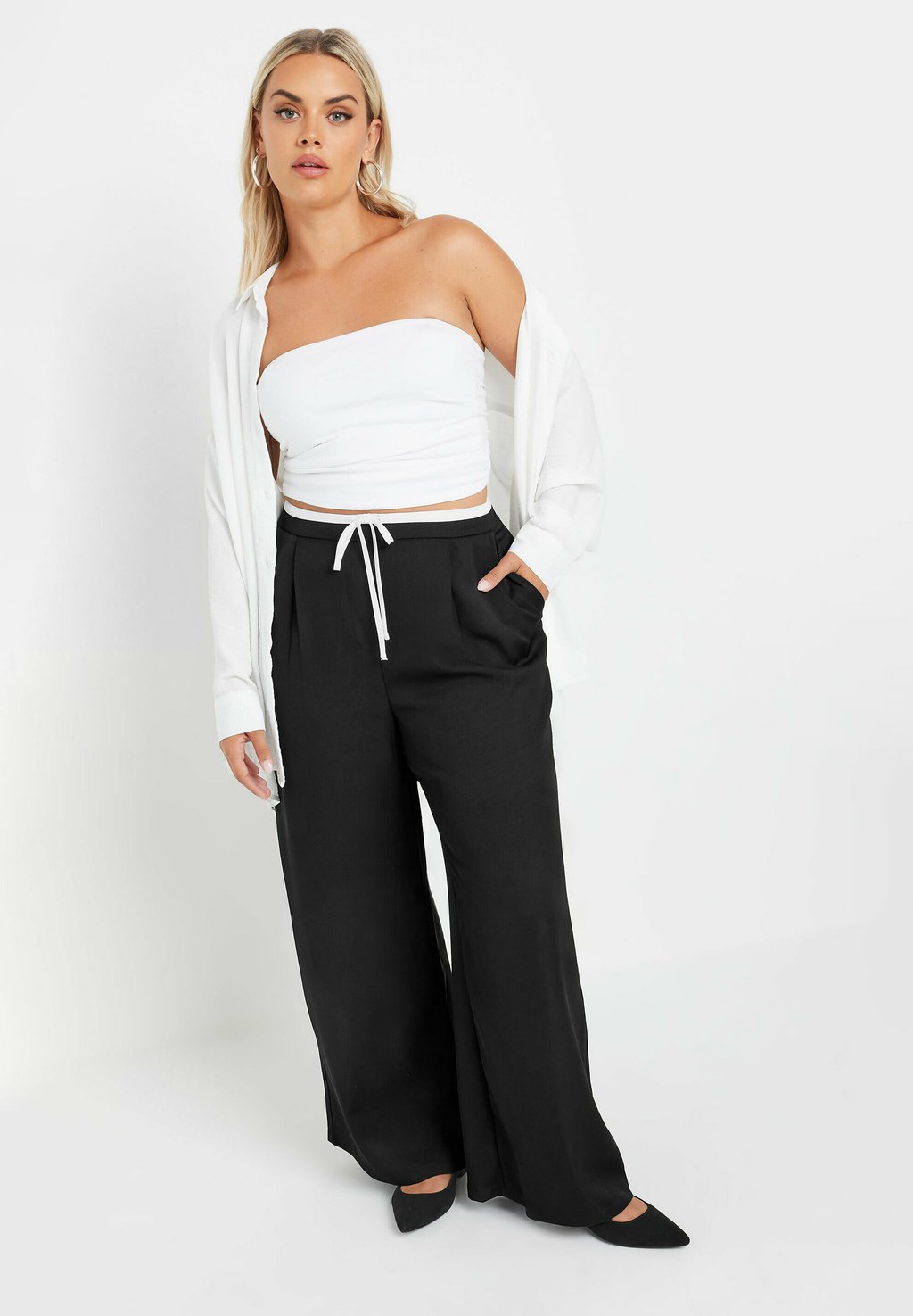 

Брюки CONTRAST WAIST WIDE LEG Yours Clothing, антрацит