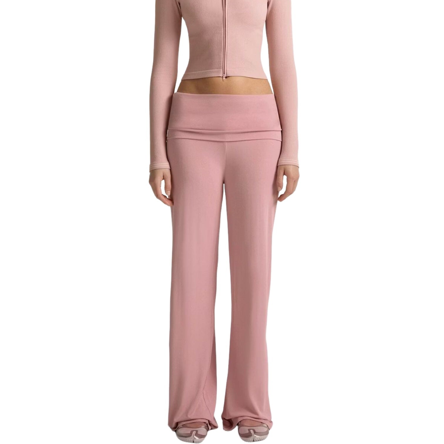 Брюки Nike x SKIMS Stretch Knit Foldover Wide Leg Pant 'Himalayan' — фото 2