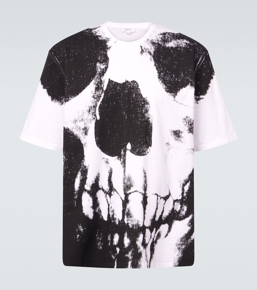

Футболка из хлопкового джерси с принтом черепа McQueen, White/Black