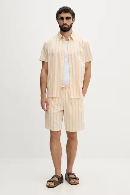 Рубашка хлопковая в полоску Lacoste, желтый — фото 2