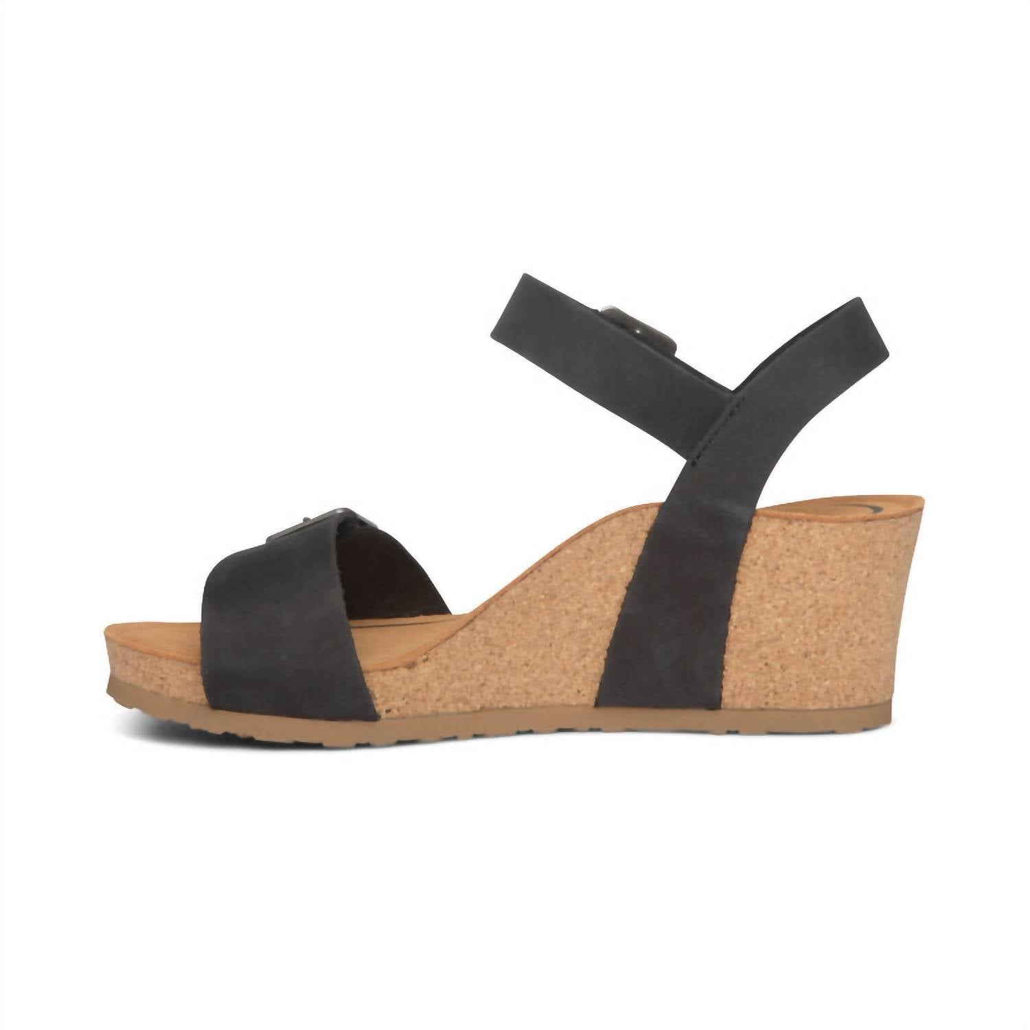 Сандалии Lexa Quarter Strap Wedge на танкетке черного цвета Aetrex — фото 3