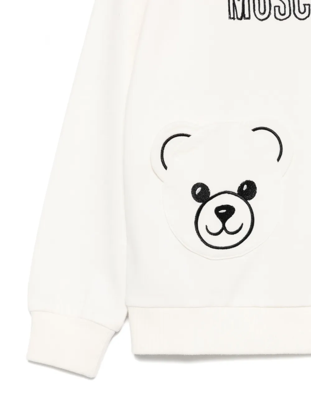 Толстовка с вышитым плюшевым мишкой Moschino Kids, белый — фото 3