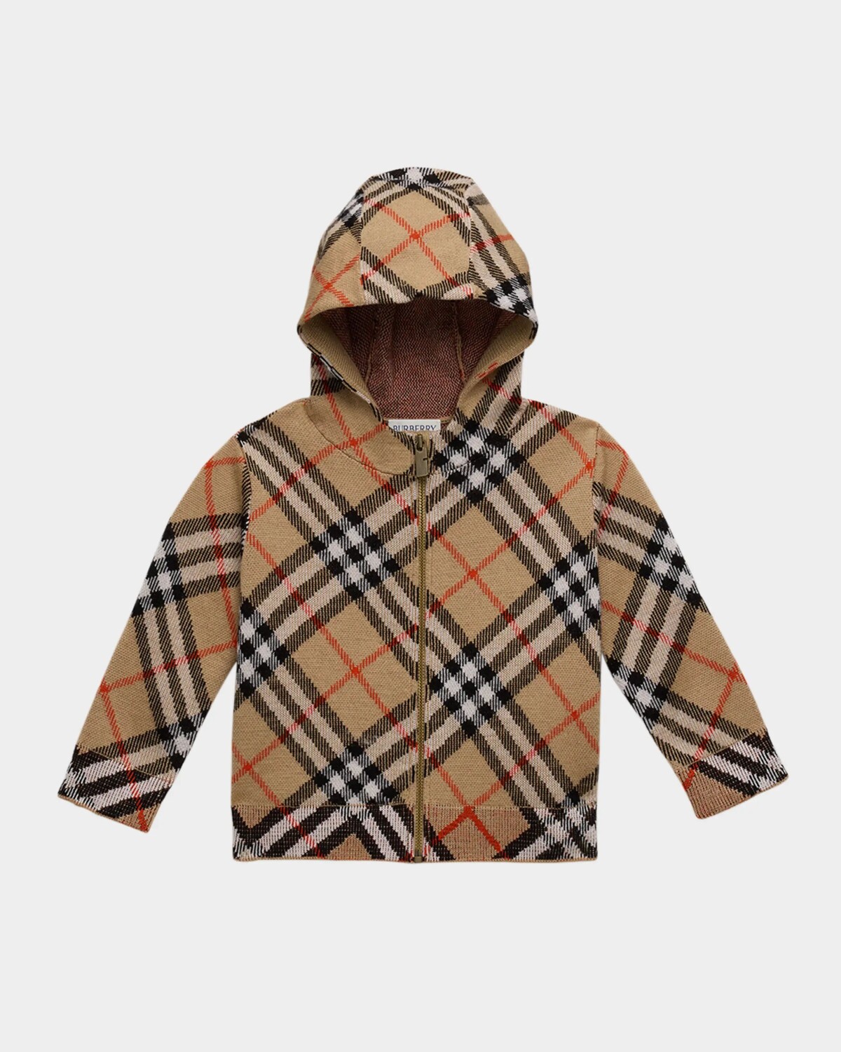

Толстовка Jimmy в клетку для мальчика, размер 6M-2 Burberry, цвет Sand Ip Check